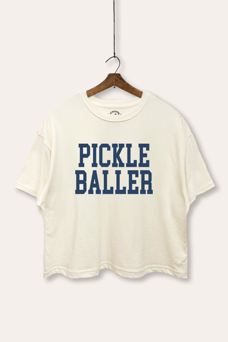 Pickle Baller Sports Graphic Boxy Crop Top