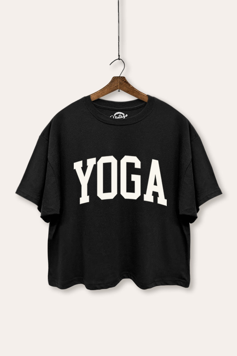 Yoga Lettering Graphic Boxy Crop Top