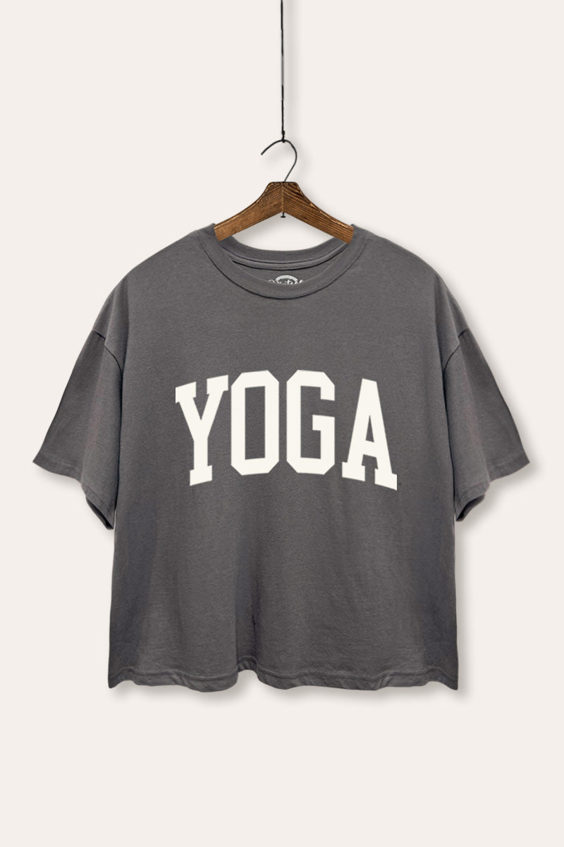 Yoga Lettering Graphic Boxy Crop Top