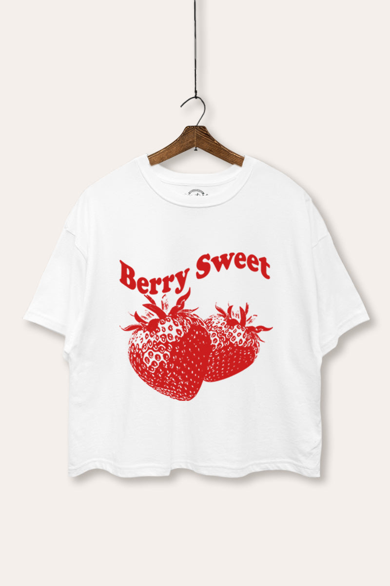 Berry Sweet Fruit Graphic Boxy Crop Top