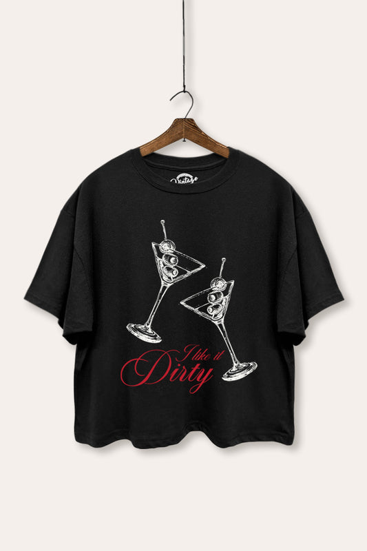 I Like It Dirty Martini Graphic Boxy Crop Top
