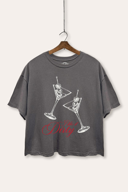 I Like It Dirty Martini Graphic Boxy Crop Top