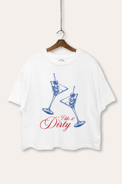 I Like It Dirty Martini Graphic Boxy Crop Top