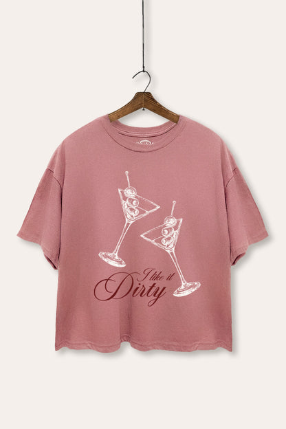 I Like It Dirty Martini Graphic Boxy Crop Top