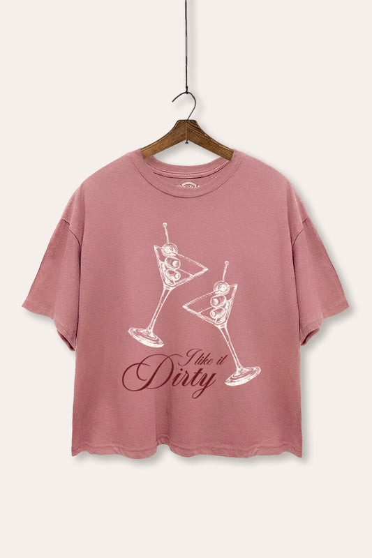 I Like It Dirty Martini Graphic Boxy Crop Top