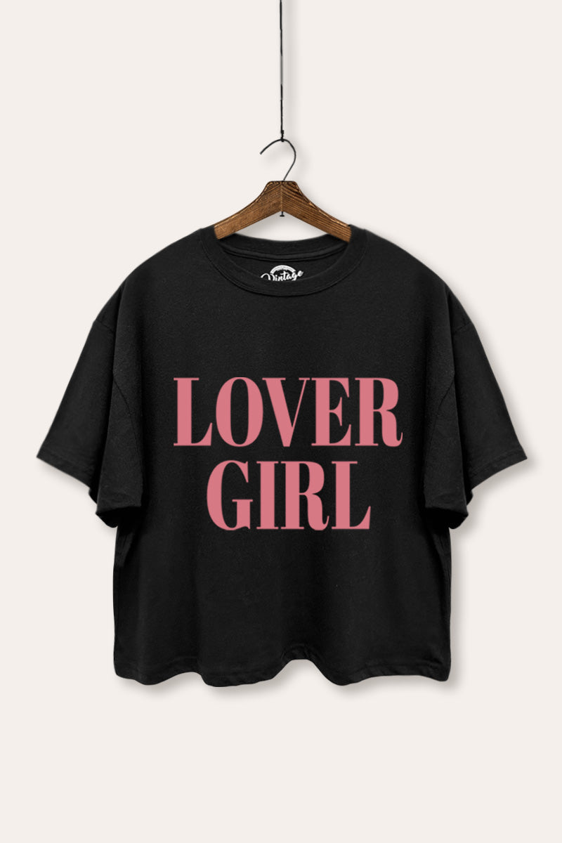 Lover Girl Typography Boxy Crop Top