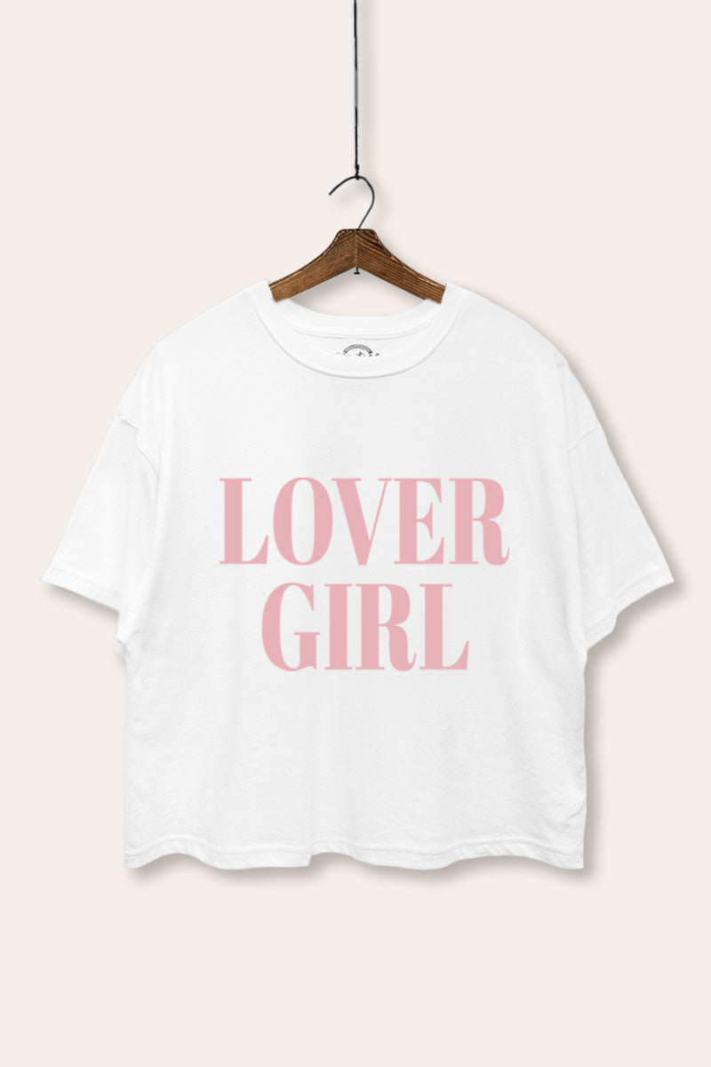 Lover Girl Typography Boxy Crop Top