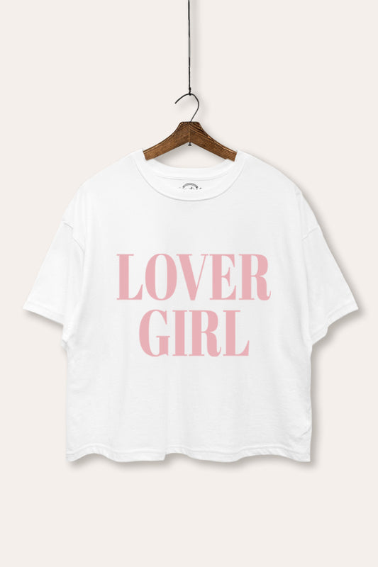 "lover girl" graphic boxy crop top
