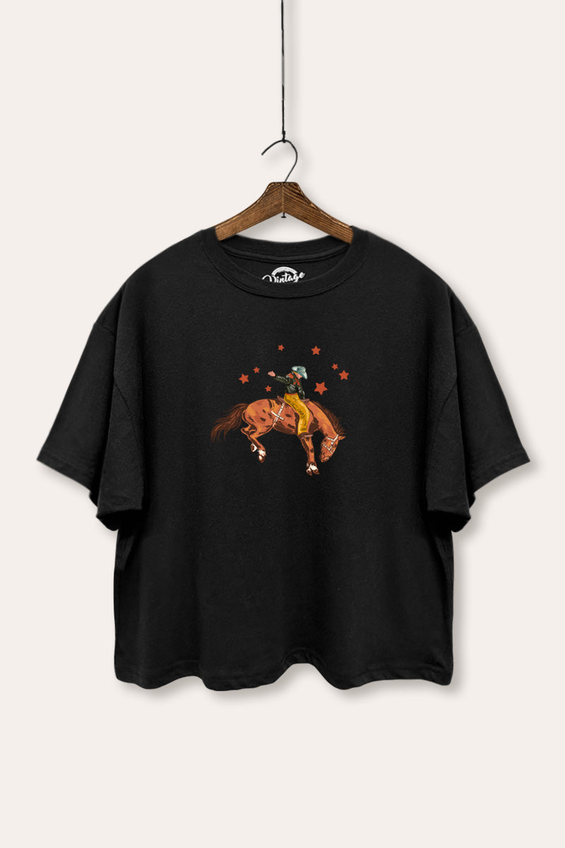 cowboy rodeo star graphic boxy crop top