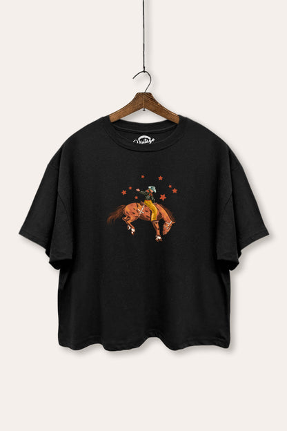 Rodeo Cowboy Stars Graphic Boxy Crop Top
