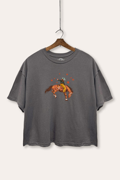 Rodeo Cowboy Stars Graphic Boxy Crop Top