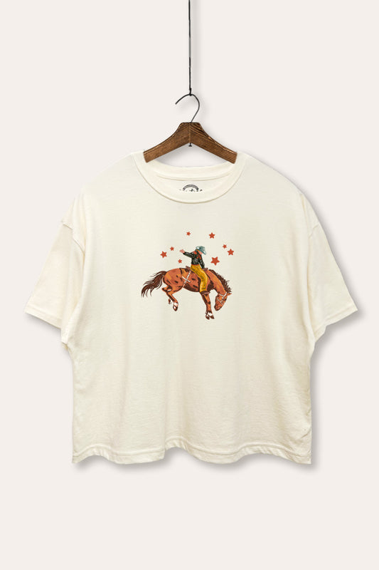 cowboy rodeo star graphic boxy crop top