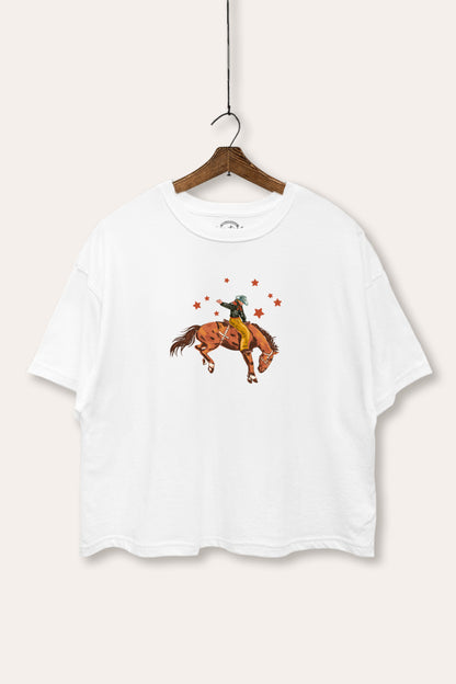 Rodeo Cowboy Stars Graphic Boxy Crop Top