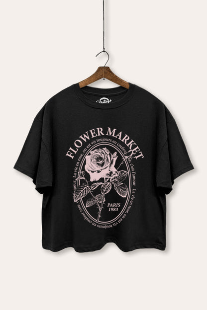 Flower Market Rose Graphic Boxy Crop Top