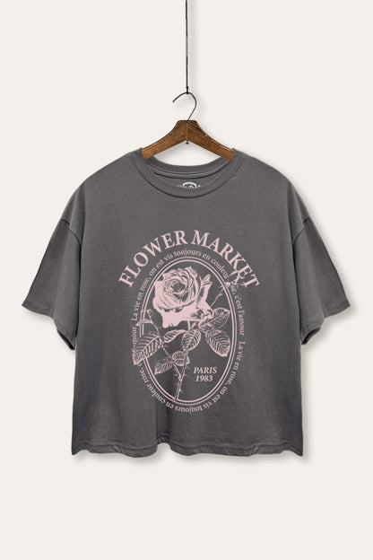 Flower Market Rose Graphic Boxy Crop Top