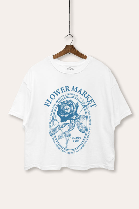 Flower Market Rose Graphic Boxy Crop Top