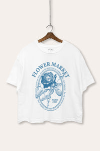 rose flower market graphic boxy crop top