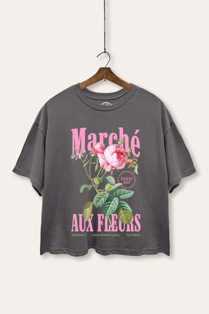 Flower Market French Graphic Boxy Crop Top