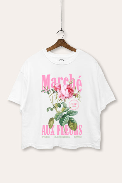 Flower Market French Graphic Boxy Crop Top