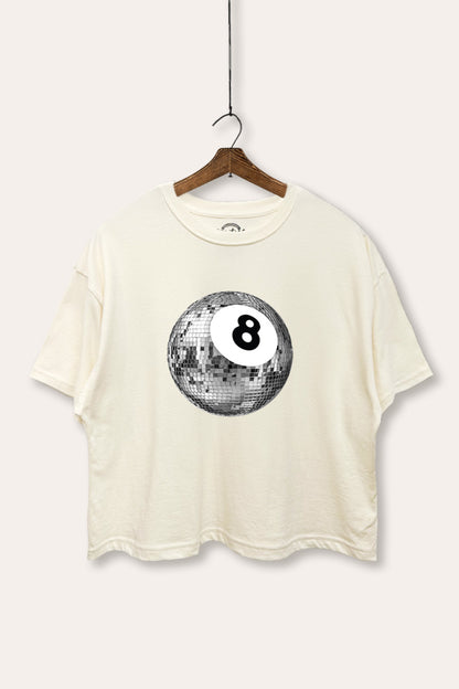 Silver Disco 8-Ball Graphic Boxy Crop Top