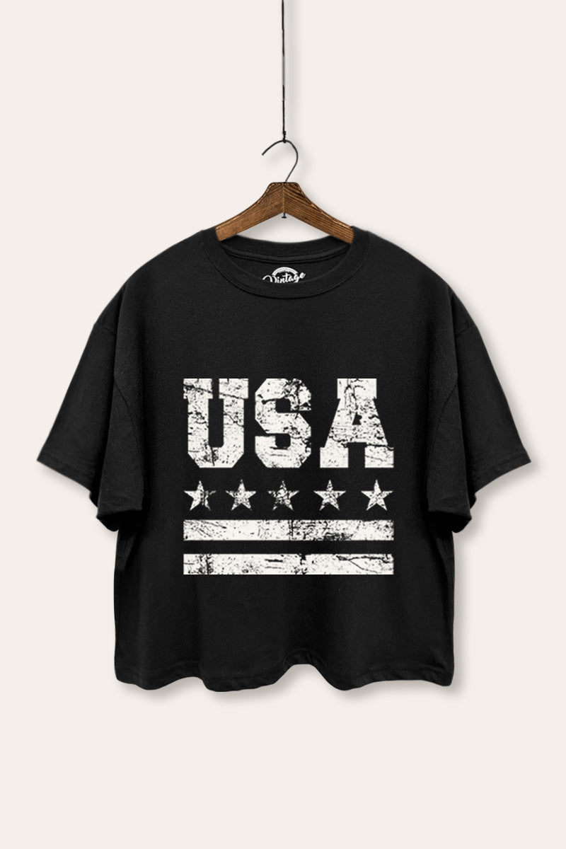 Vintage USA Graphic Boxy Crop Top