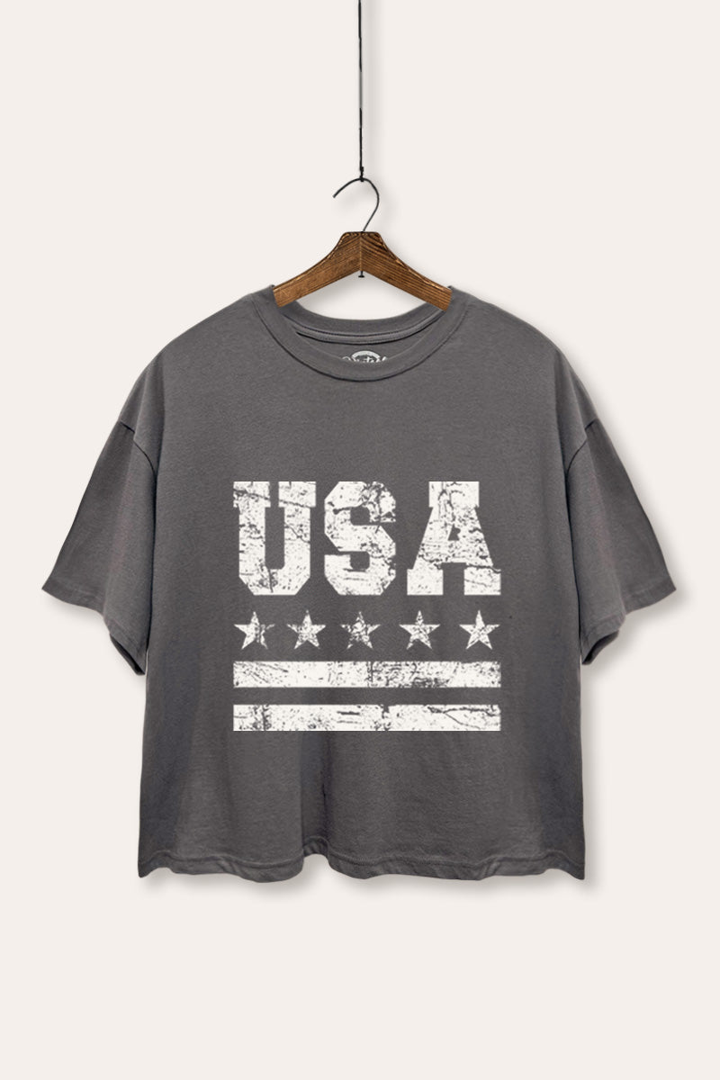 Vintage USA Graphic Boxy Crop Top