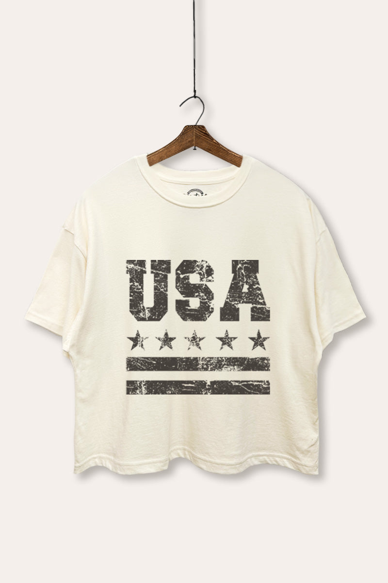Vintage USA Graphic Boxy Crop Top