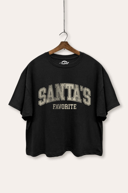 Santa's Favorite Typography Boxy Crop Top