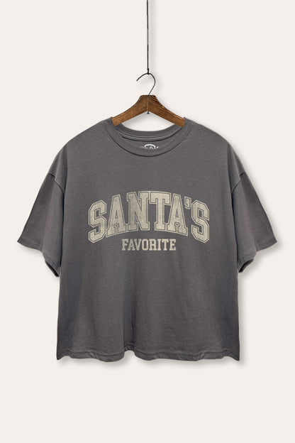 Santa's Favorite Typography Boxy Crop Top