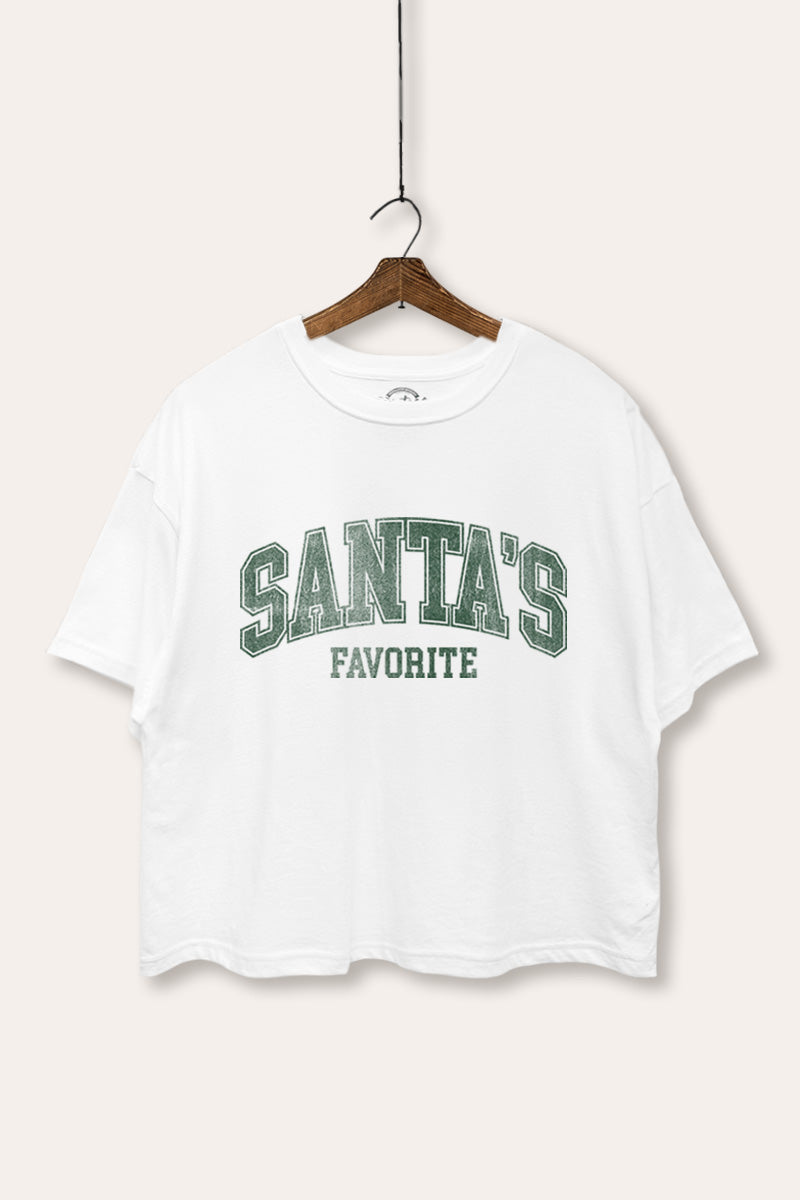 "santa's favorite" two-tier graphic boxy crop top
