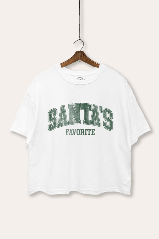 Santa's Favorite Typography Boxy Crop Top