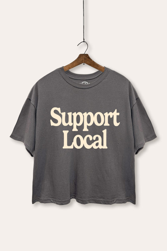 Support Local Graphic Boxy Crop Top