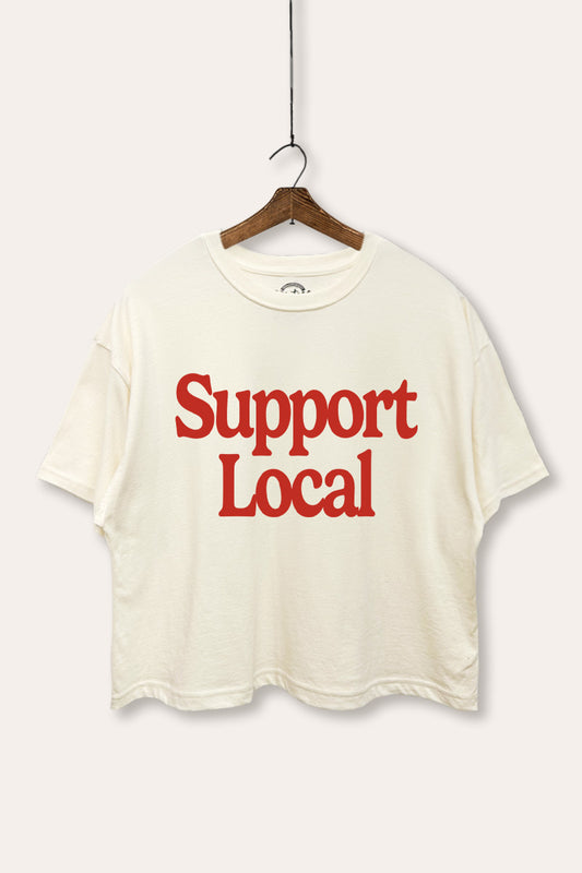 Support Local Graphic Boxy Crop Top