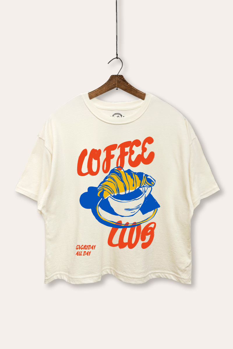 coffee club croissant graphic boxy crop top