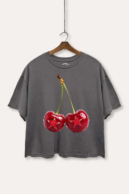 Cherry Star Fruit Graphic Boxy Crop Top
