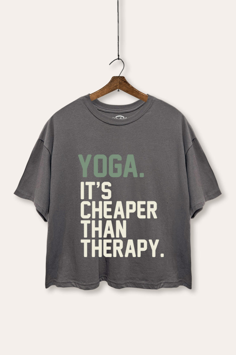 yoga therapy two-tier graphic boxy crop top