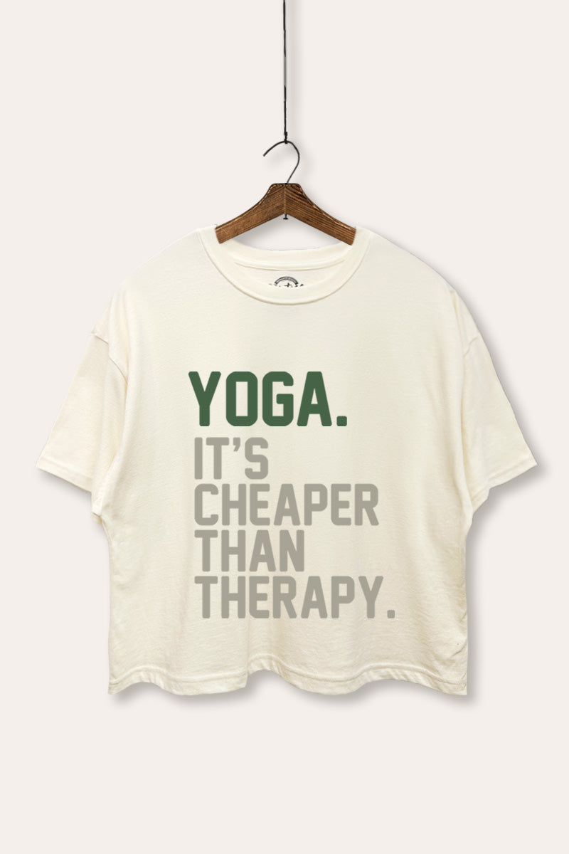 yoga therapy two-tier graphic boxy crop top