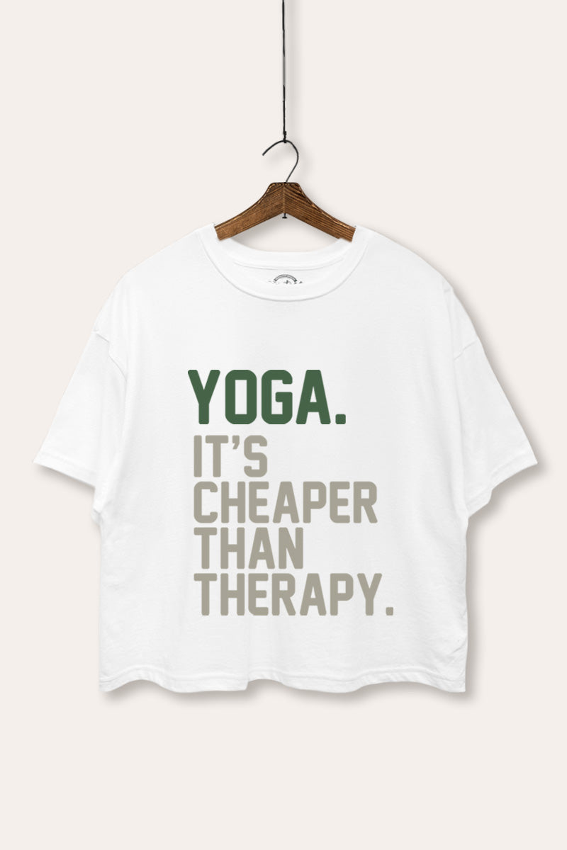 yoga therapy two-tier graphic boxy crop top