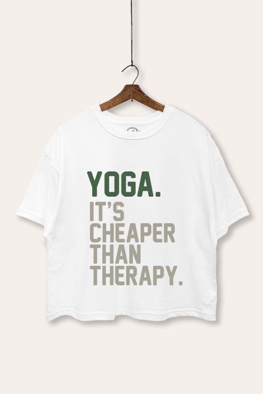 yoga therapy two-tier graphic boxy crop top