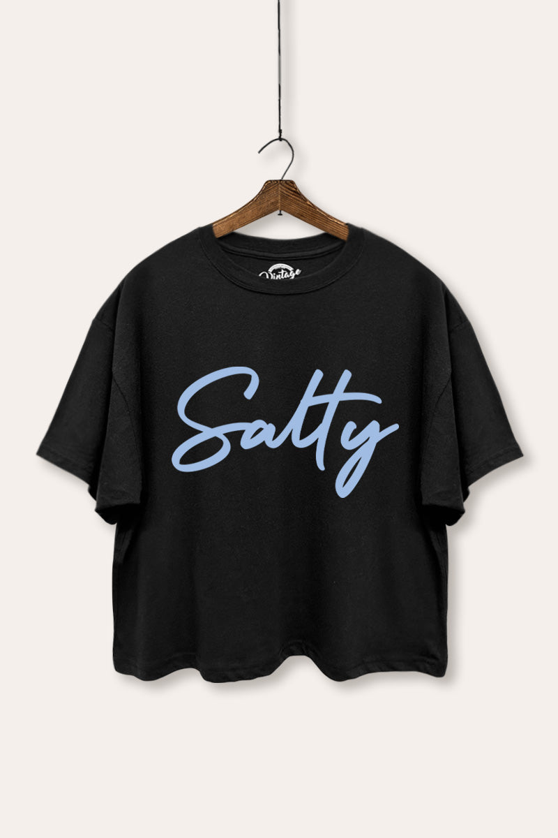 "salty" graphic boxy crop top