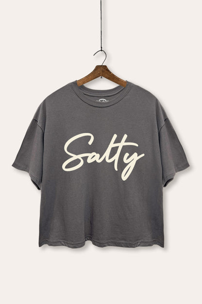 Salty Cursive Coastal Graphic Boxy Crop Top