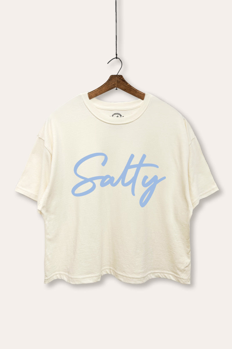 Salty Cursive Coastal Graphic Boxy Crop Top