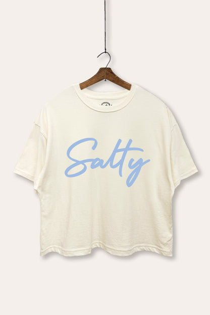 Salty Cursive Coastal Graphic Boxy Crop Top