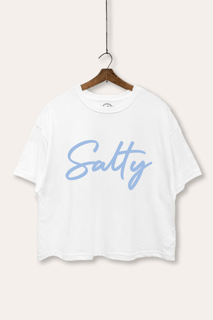 Salty Cursive Coastal Graphic Boxy Crop Top