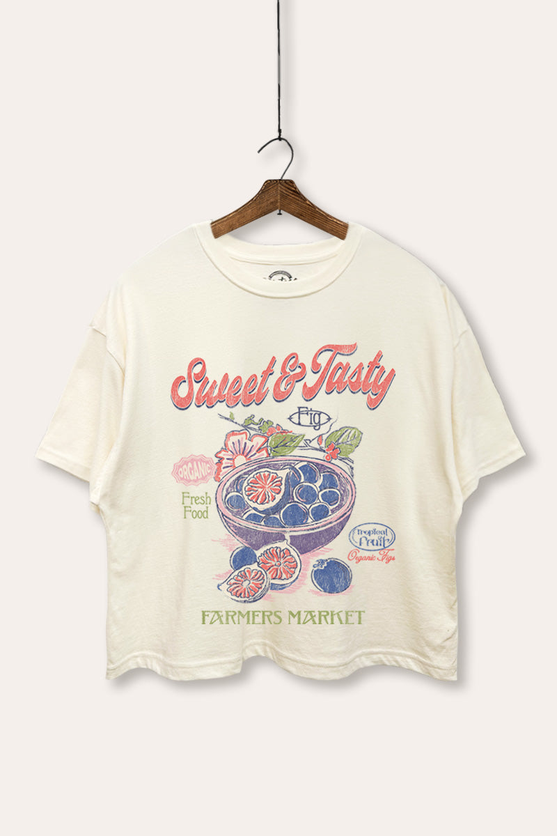 sweet & tasty blueberries graphic boxy crop top