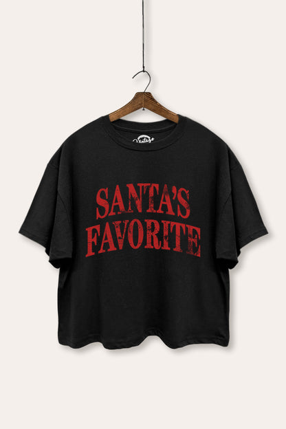 Santa's Favorite Stacked Graphic Boxy Crop Top