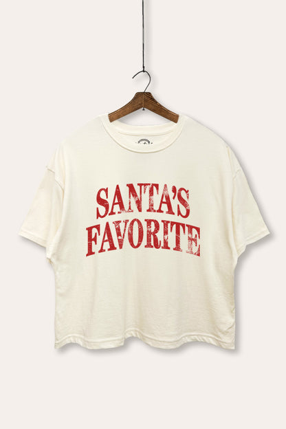 Santa's Favorite Stacked Graphic Boxy Crop Top