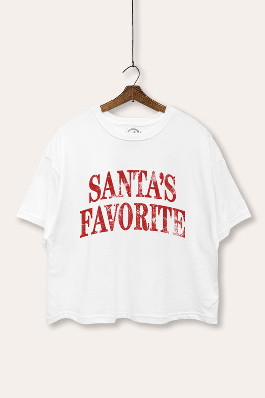 Santa's Favorite Stacked Graphic Boxy Crop Top