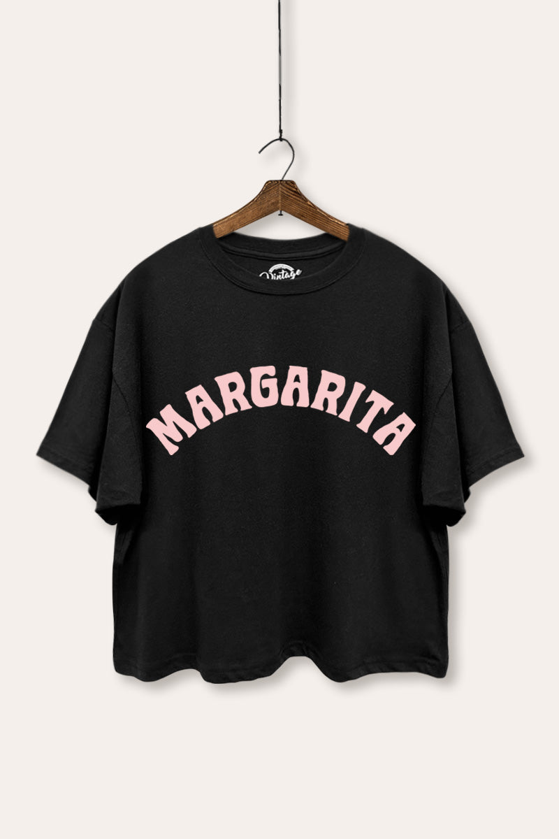 "margarita" boxy graphic crop top