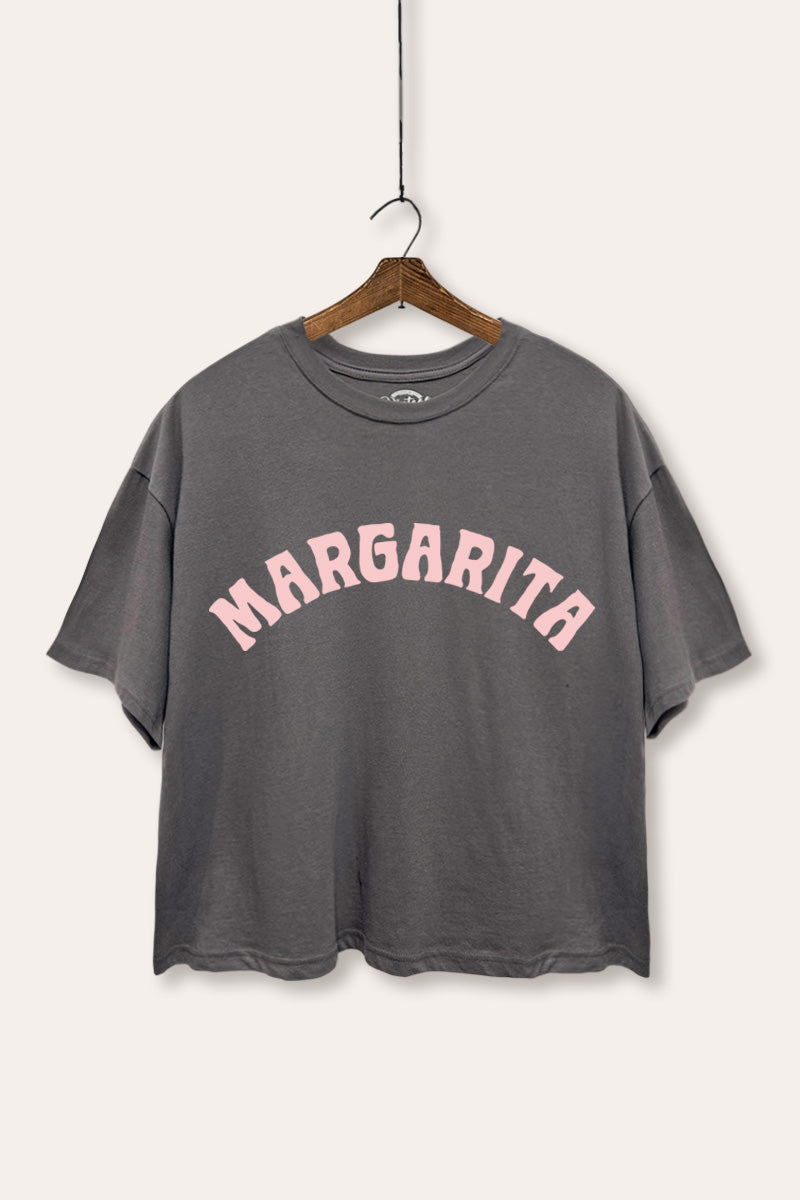 "margarita" boxy graphic crop top